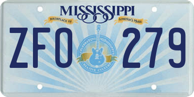 MS license plate ZFO279