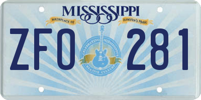 MS license plate ZFO281