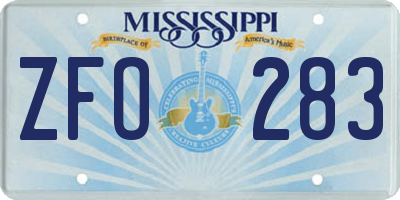 MS license plate ZFO283