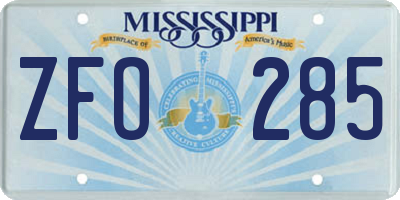 MS license plate ZFO285