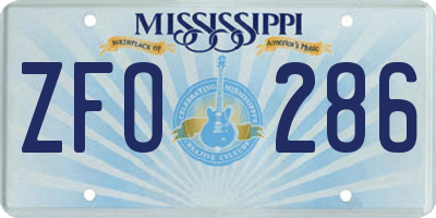 MS license plate ZFO286
