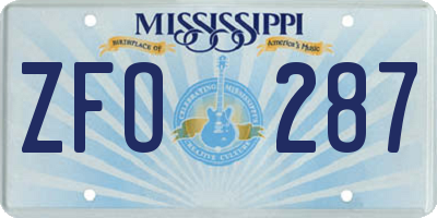 MS license plate ZFO287
