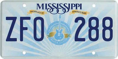 MS license plate ZFO288