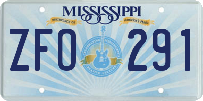 MS license plate ZFO291
