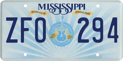 MS license plate ZFO294