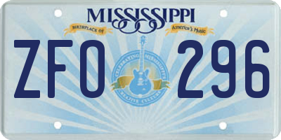 MS license plate ZFO296