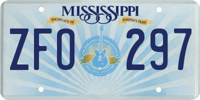 MS license plate ZFO297