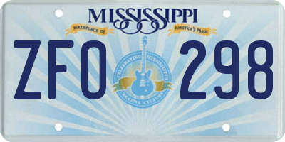 MS license plate ZFO298