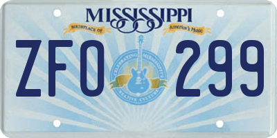 MS license plate ZFO299