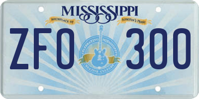 MS license plate ZFO300