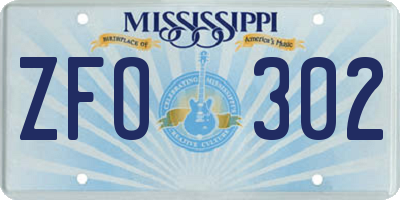 MS license plate ZFO302