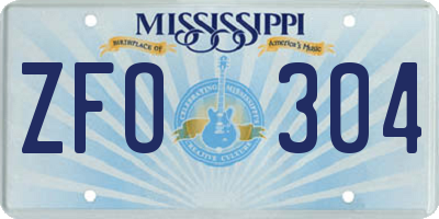 MS license plate ZFO304