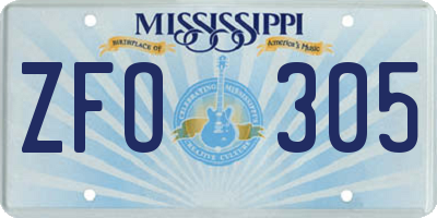 MS license plate ZFO305