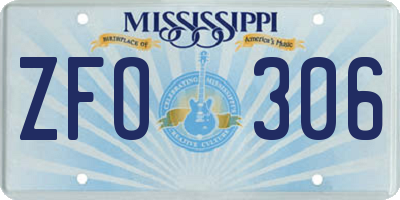 MS license plate ZFO306