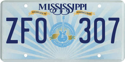 MS license plate ZFO307