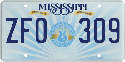 MS license plate ZFO309