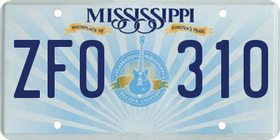 MS license plate ZFO310