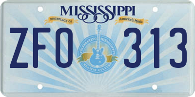 MS license plate ZFO313