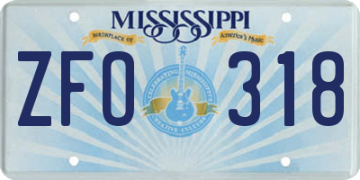 MS license plate ZFO318