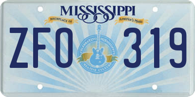 MS license plate ZFO319