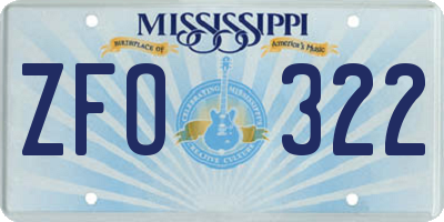 MS license plate ZFO322
