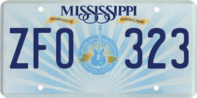 MS license plate ZFO323