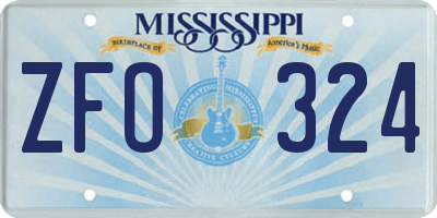 MS license plate ZFO324