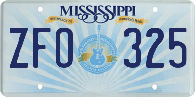 MS license plate ZFO325