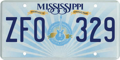 MS license plate ZFO329