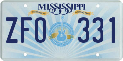MS license plate ZFO331