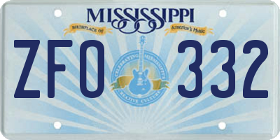MS license plate ZFO332