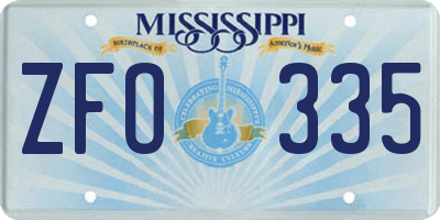 MS license plate ZFO335