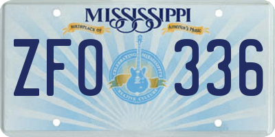 MS license plate ZFO336