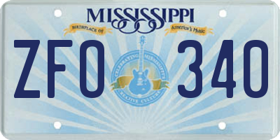 MS license plate ZFO340
