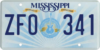 MS license plate ZFO341