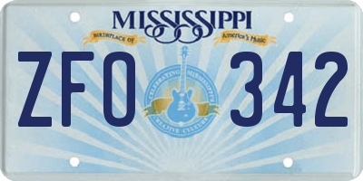 MS license plate ZFO342