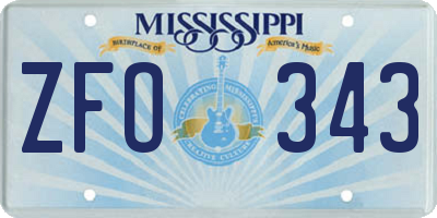MS license plate ZFO343