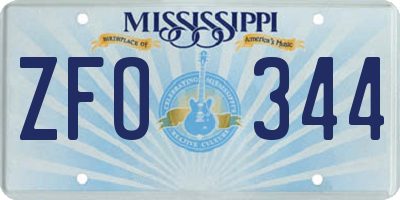 MS license plate ZFO344