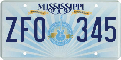 MS license plate ZFO345