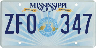 MS license plate ZFO347