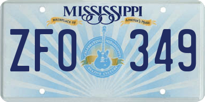 MS license plate ZFO349