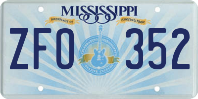 MS license plate ZFO352