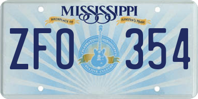 MS license plate ZFO354