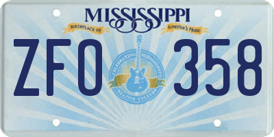 MS license plate ZFO358