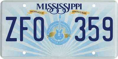 MS license plate ZFO359