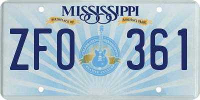 MS license plate ZFO361