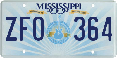 MS license plate ZFO364