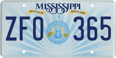 MS license plate ZFO365