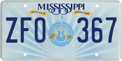 MS license plate ZFO367