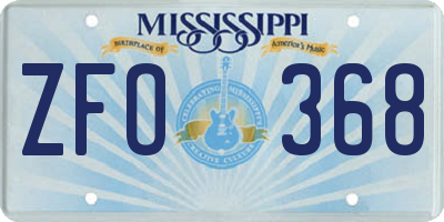 MS license plate ZFO368